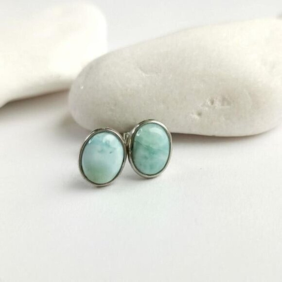 Larimar stud earrings in Sterling Silver 🆕 - Picture 1 of 5